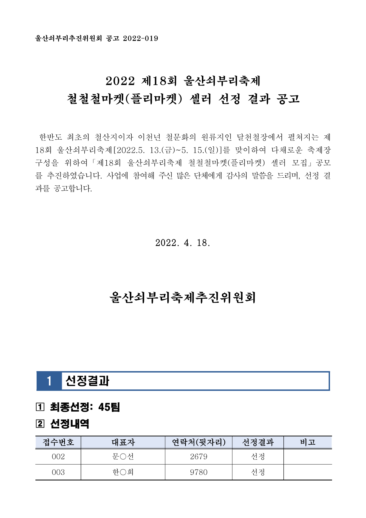[공고019] 제18회 울산쇠부리축제 철철철마켓(플리마켓) 셀러 선정 결과 공고_1.png